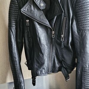 Zara Basic Black Leather Outerwear